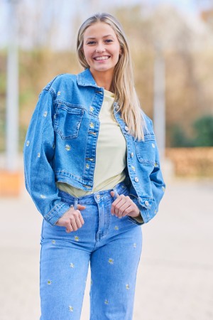 Veste en jeans fleur