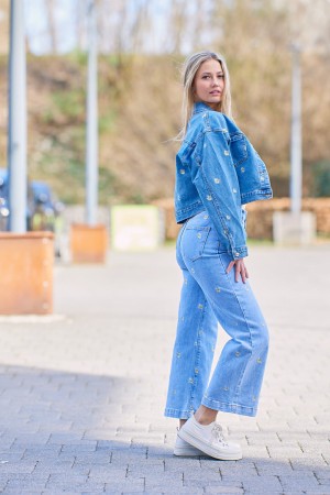 Veste en jeans fleur